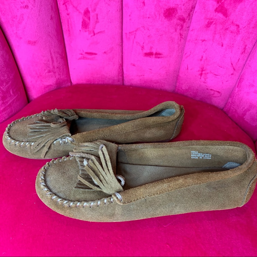 MINNETONKA Leather Brown Size 7 Moccasin Flats - Picture 2 of 4